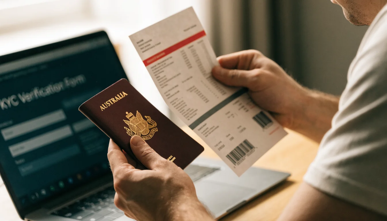 Man presenting passport and bill for KYC verification